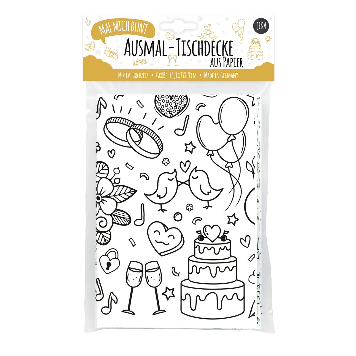 Ausmal-Tischdecke aus Papier - Motiv "Hochzeit"