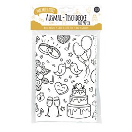 Ausmal-Tischdecke aus Papier - Motiv "Hochzeit"