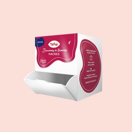 Cherry pearly balm in a dispenser box of 12, a lip care product with a glossy, pearly finish.