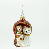 Hund und Katze unterm Schirm Baumschmuck