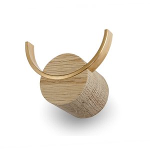 Wall hook DEER, oak, brass