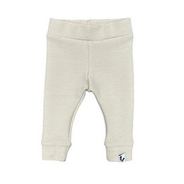 Beige ribbed newborn pants in sizes 44, 50, 56, 62, and 68. Made of soft, comfortable material for babies.