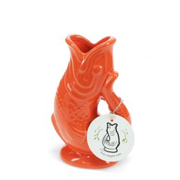  Vibrant orange ceramic fish-shaped vase with a unique sculptural design.