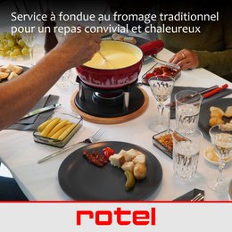 Zestaw do serowego fondue dla 6 osób i 2 kieliszków żelowanego alkoholu Rotel Swiss Tradition
