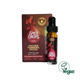 Golden turmeric spice extract for turmeric latte and golden milk, vegan, natural ingredients.