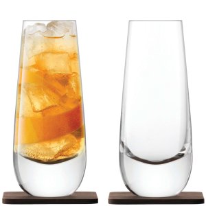 L.S.A. - Whiskey Islay long drink glass 325 ml with coaster set of 2 pieces - Transparent
