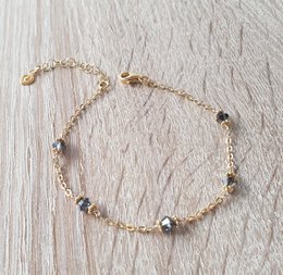 18K gold plated bracelet with "Black Silver Night" crystals
