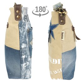 Bolso de hombro sostenible de mujer Sunsa. Bolso bandolera hecho de jeans reciclados y lona (canvas). Bolso estilo retro vintage. Bolso bandolera para mujer.