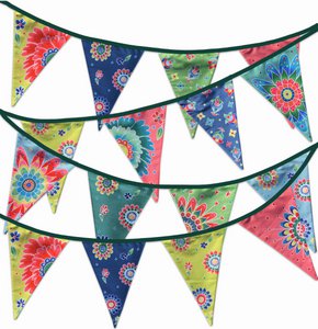 Fabric Garland Flowers XL - Stoffen vlaggen - feestslinger