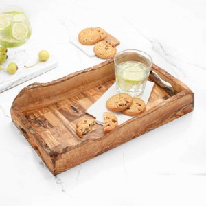 Olive Wood Serving Tray with Handles – Handmade