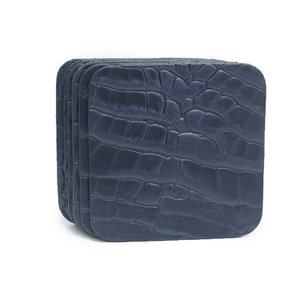 Coaster Leather – croco cobalt blue – Square