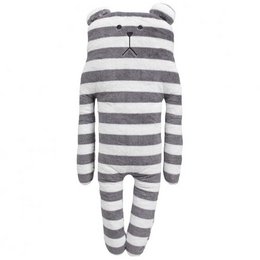 A gray and white striped plush sloth toy with a standard bear design. The plush toy has a soft, cuddly appearance and is suitable for children.