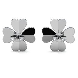 Clover Petal Earrings - Silver and Crystal