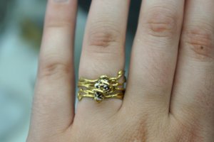 Jasmijn Twig Ring: Echt zeeschelpaccent (sterlingzilver, verguld)