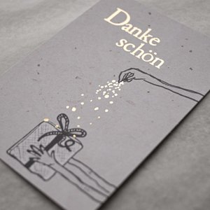 Small card "Thank you" with illustration package gold