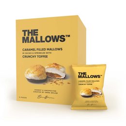 Caramel-filled marshmallows with crunchy toffee, packaged in a box of 5 pieces.