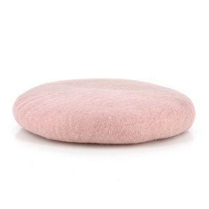 Zitkussen rond LICHT ROZE gemaakt van VILT, 100% natuurlijk materiaal, 38 cm ROND vele kleuren pastel, vilt met wolvulling, fairtrade & handgemaakt uit Nepal