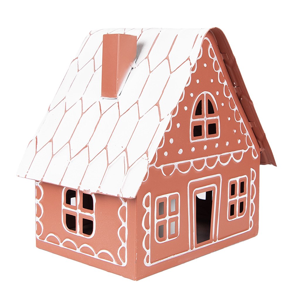 Decoratie Huis met LED 23x18x23 cm/ 3x AAA Bruin Metaal