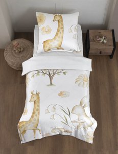 Mako Satin Kinderbettwäsche 135x200cm + 80x80cm Saum und Reißverschluss goldfarben - Spring