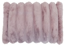 Pale pink, plush cushion with a soft, textured surface. Suitable for living room or bedroom decor.