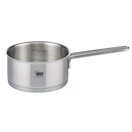Stainless steel saucepan with 16 cm capacity and 1.3 liter volume, suitable for cooking sauces and other dishes.