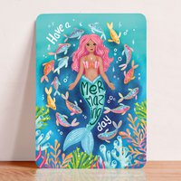 Card congratulation birthday mermaid girl just sea postcard