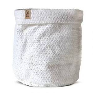 Knitted paper basket gray | white