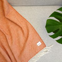 Wool blanket / cuddly blanket herringbone terracotta