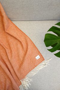 Wollen deken/knuffeldeken visgraat terracotta