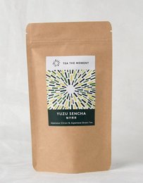 Japanese Yuzu Sencha Tea, a high-quality green tea with a refreshing citrus aroma and flavor. Contains 50g, 100g, or 200g.
