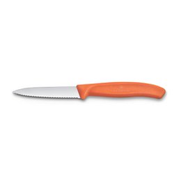  Orange handle serrated paring knife, 8cm blade, professional kitchen tool