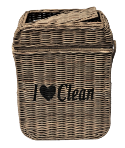 Afvalbak met/deksel 'I LOVE Clean'