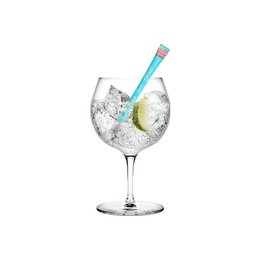  A clear glass cocktail glass filled with ice and a lime wedge, garnished with a blue and white striped straw. The glass is set against a white background.

The image shows a clear glass cocktail glass filled with ice and a lime wedge. The glass is garnished with a blue and white striped straw. The glass is set against a white background, highlighting the transparency of the glass and the vibrant colors of the drink and garnish.
