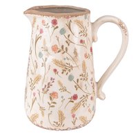 Decoratie Kan 21x14x23 cm Roze Beige Keramiek Bloemen Waterkan