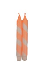  Tall apricot orange twisted dinner candles with cream stripes, cylindrical shape, elegant home decor