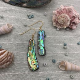 Skal øreringe | guld (Abalone/Paua) håndlavede Mother of Pearl ocean smykker