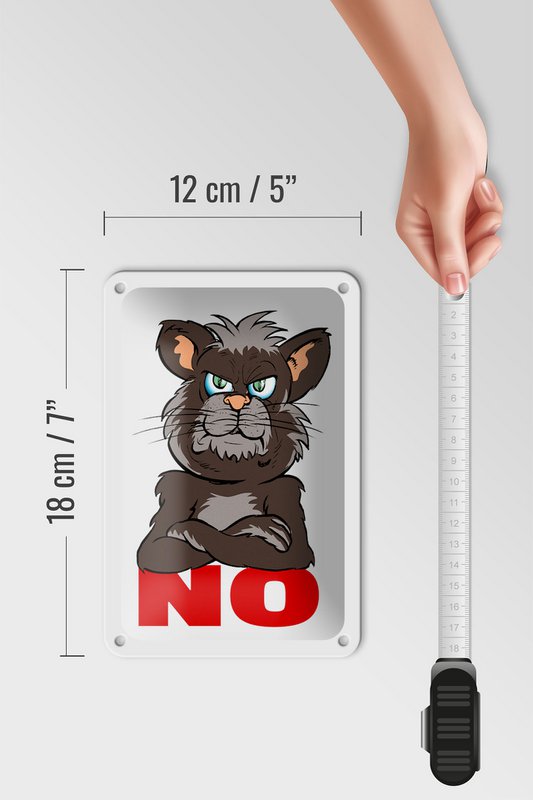 Tin sign saying 12x18cm NO (cat) decoration