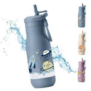 JENARD® children's drinking bottle stainless steel - leak-proof, double-walled, BPA-free, thermos bottle for school and kindergarten. Blue / Space - Space