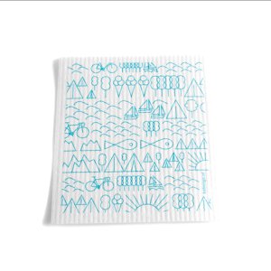 Swedish dish cloth Travel dessin blue on white