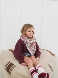  Pink floral patterned scarf, lightweight cotton foulard, versatile neck wrap accessory for adults and children.