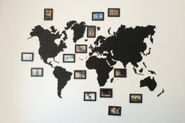 Wooden world map, Wooden black wall world wall map