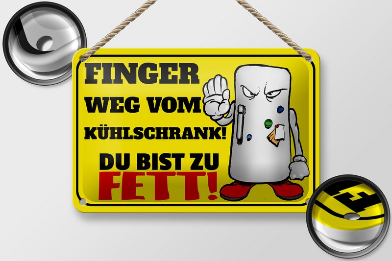 Tin sign saying 12x18cm Stay away from the fridge you decoration