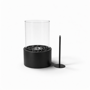 Tafelhaard - Rond - Metaal/Glas - Zwart - 18x18x26,5cm