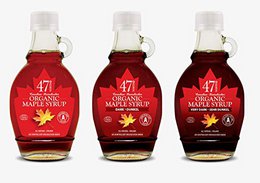  Set of 24 maple syrup bottles from Canada, grades Amber, Dark, and Very Dark, 250g each.
