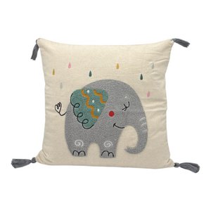 Decoratieve kussens met punch -borduurwerk - Kinderen - Elephant Blue - 43 x 43 cm