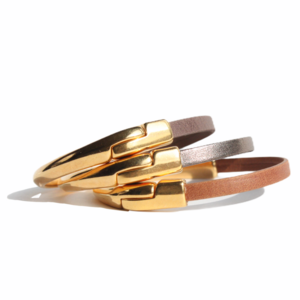 AMACAYACÚ (goud) leren armband met magnetische sluiting