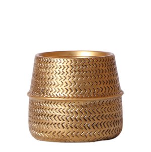 Kolibri-Startseite | Groove-Blumentopf – goldener dekorativer Keramiktopf – Topfgröße – Ø9 cm