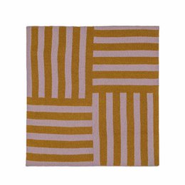 Cinnamon mauve cotton knitted dish cloth with striped pattern.