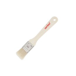 "A natural bristle kitchen and pastry brush measuring 19 cm in length. The brush is made of wood and has a red Zenker logo on the handle."