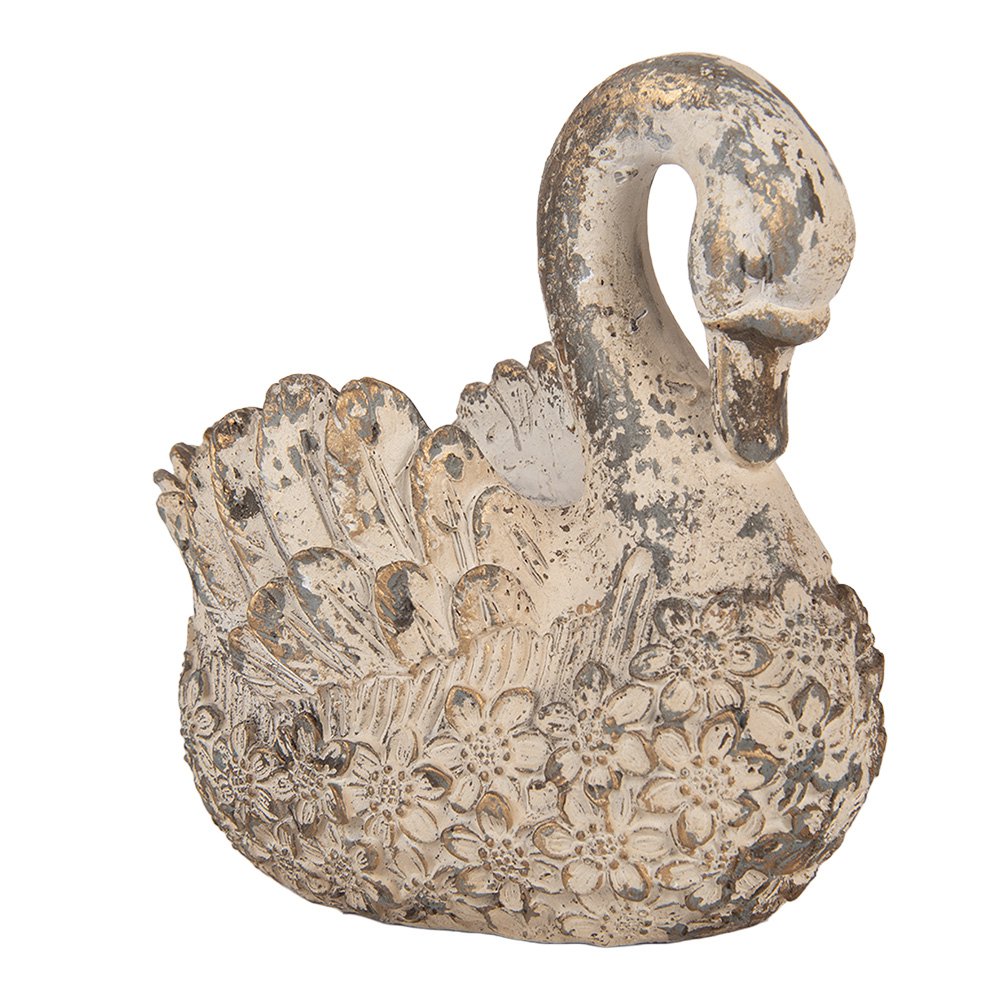 Decoratie Beeld Zwaan 18x11x17 cm Beige Keramisch materiaal